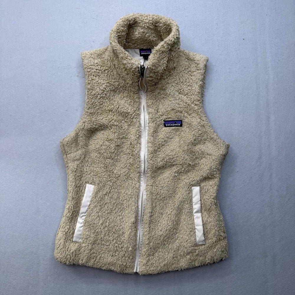 Patagonia Womens Los Gatos Fleece Vest Tan Beige Full Zip 25215 Small